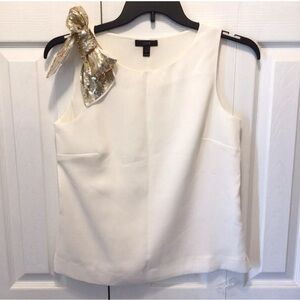 NEW J.Crew women sleeveless sequined bow blouse tank top, cream color, size 2